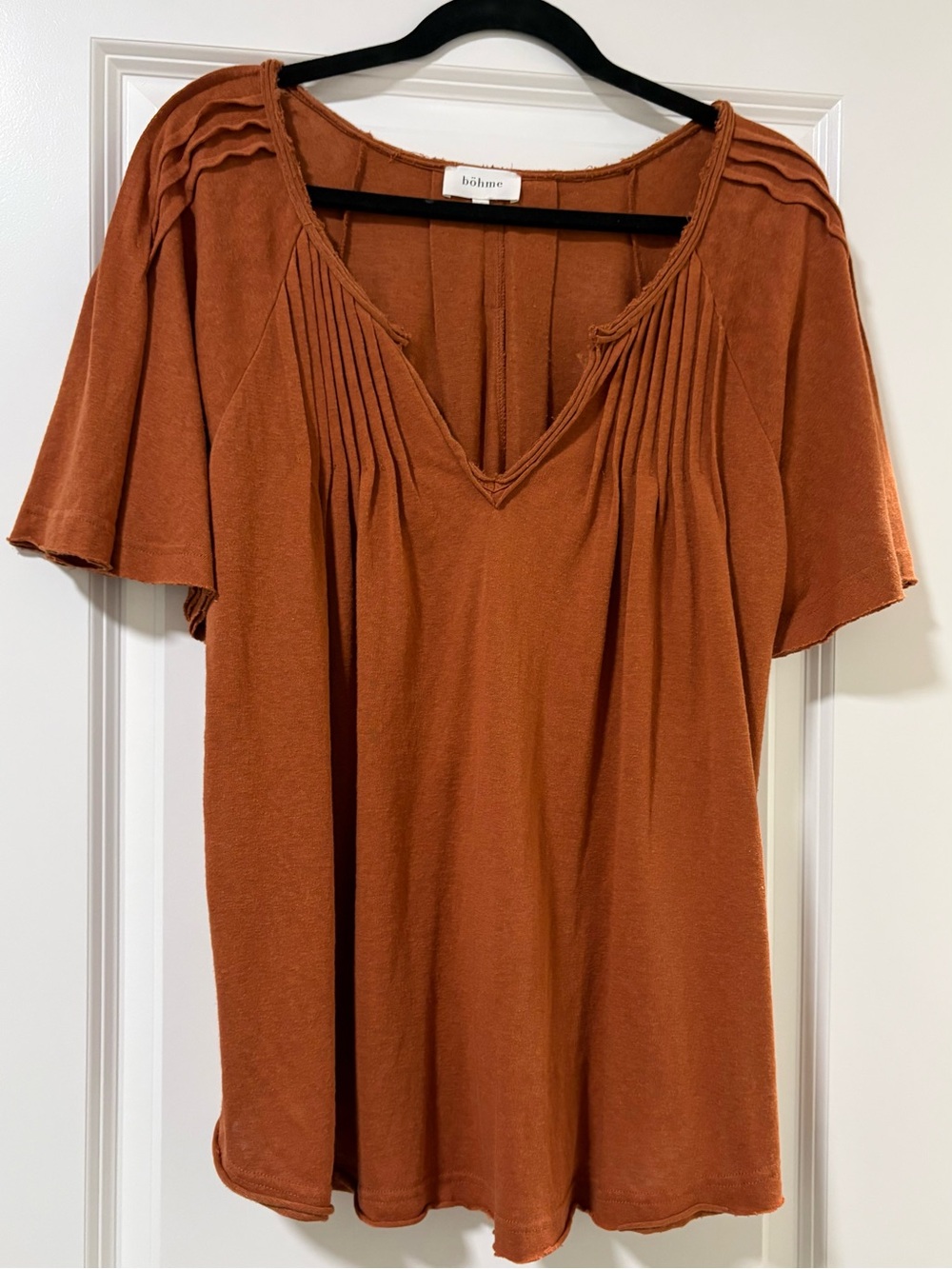 bohme Rust V-Neck Pintuck Tunic
